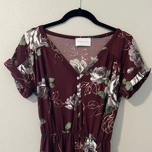 French Grey red floral dress